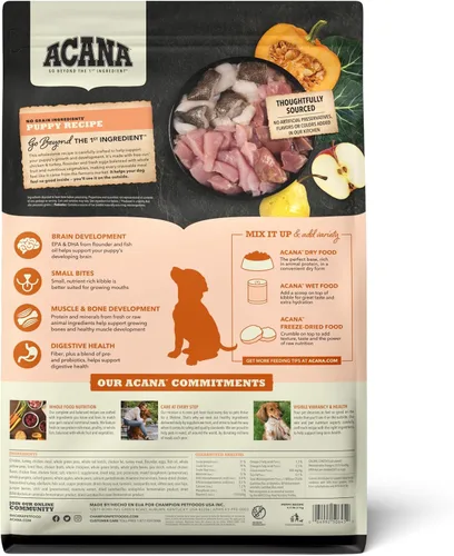 Vista 2 de ACANA - Comida seca para perros sin granos, receta para cachorros, bolsa de 4.5 libras Freeze Dried, Grain Free, High Protein, Made in the USA