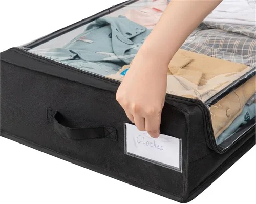 Vista 5 de Pemberly Row Juego de 2 contenedores de almacenamiento con ruedas debajo de la cama con cubierta transparente