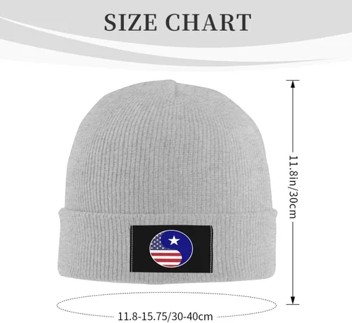 Vista 3 de LIICHEES Yin Yang Flag Combination of America and Bonnie Blue Flag Beanie Hat for Men Women Warm Cozy Knit Skull Cap Acrylic Winter Hats