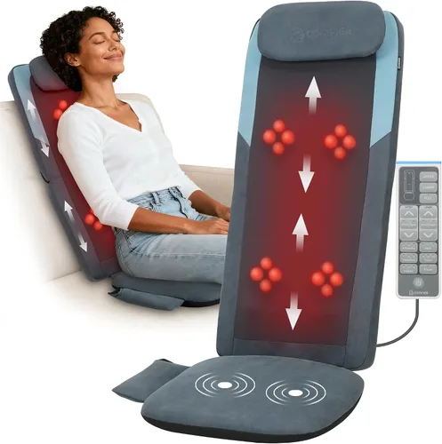 Vista 9 de COMFIER Masajeador Shiatsu de espalda con calor, almohadilla de masaje para silla con amasado profundo y masaje giratorio, masajeador para silla