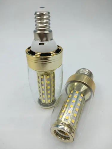 Vista 4 de Paquete de 2, 8W 2800-3200k E14 Bombilla LED de maíz de ahorro de energía para lámpara de techo de pared (blanco cálido)