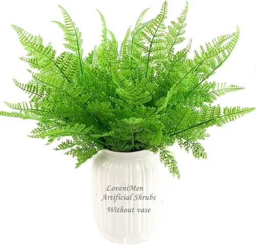 Vista 25 de Arbustos artificiales, plantas de plástico, hierba de bambú, vegetación falsa, exterior, interior, jardín, terraza, parterre, guirnalda de boda