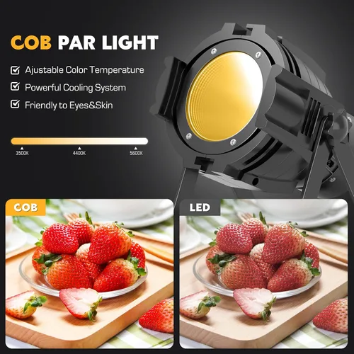 Vista 5 de HOLDLAMP Foco COB LED Luz de Escenario Luces Par de Fiesta Blanco Cálido Frío DMX Focos Portátiles Carcasa de Metal Luz Estroboscópica Brillante