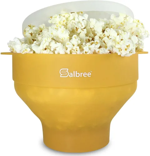 Vista 20 de La máquina original de palomitas de maíz Salbree plegable de silicona para microondas, recipiente microondas con capacidad para 16 tazas, utiliza