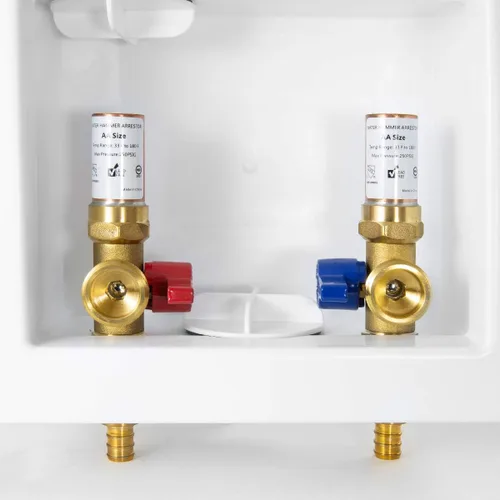 Vista 10 de Caja de salida para lavadora EFIELD, entrada Pex de 1/2 pulgada con crimpado con drenaje central, color blanco, (WM002)