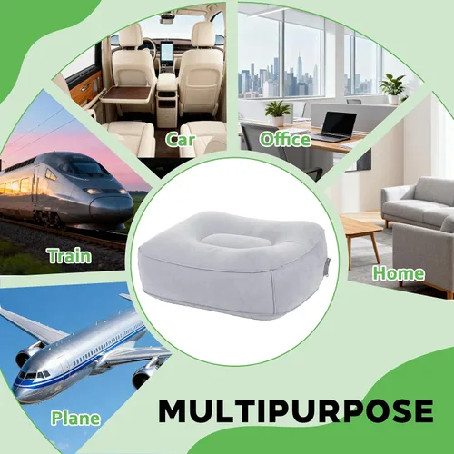 Vista 9 de Reposapiés inflable para viajes en avión y oficina, almohada portátil para reposapiernas, pies elevados para vuelos económicos, escritorio en casa
