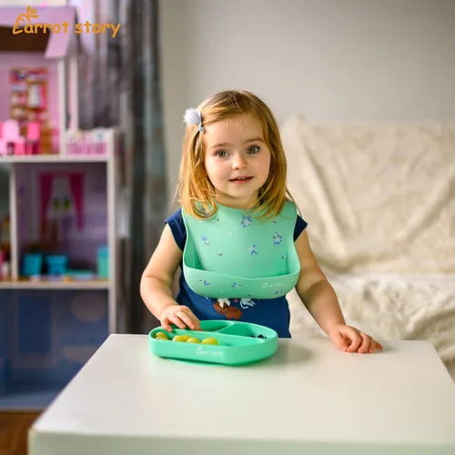 Vista 6 de Baberos de bolsillo 100% de silicona para bebés, baberos lavables impermeables, sin BPA, aptos para microondas y lavavajillas, juego de 2