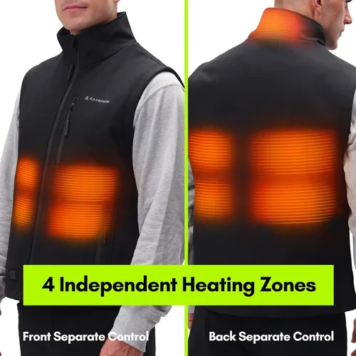 Vista 5 de Extremus Buckwell Chaleco calefactado chaleco eléctrico unisex con material de calentamiento rápido y calidez duradera Negro