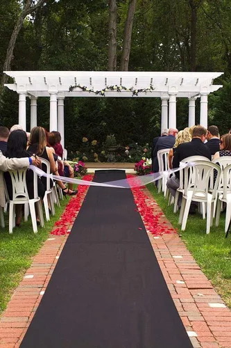 Vista 13 de Alfombra negra para pasillo de boda, 2 x 15 pies, tela de poliéster no tejida, alfombra negra para temática de noche de premios, bailes, fiestas