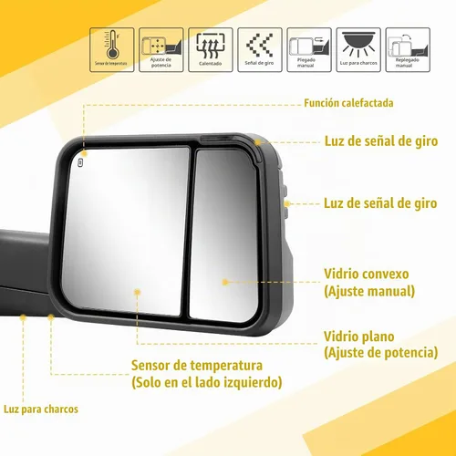 Vista 2 de Sanooer - Espejos de remolque para Dodge Ram 1500 2009-2018 2010-2018 2500 3500 par Negro