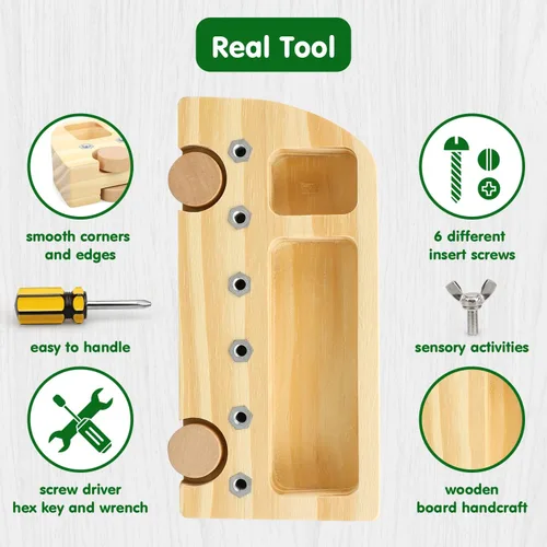 Vista 3 de TOY Life Juego de tablero de destornillador Montessori de madera para niños pequeños y niños de 3, 4, 5 años, juguetes sensoriales de autobús