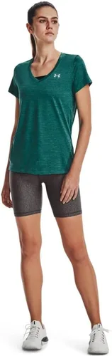 Vista 2 de Under Armour Tech Camiseta de manga corta y cuello en V para mujer, jaspeada