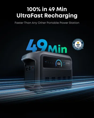 Vista 2 de Anker SOLIX C1000 Gen 2 Estación de energía portátil, generador solar de 2,000 W (pico 3,000 W), carga completa en 49 minutos, batería LiFePO4
