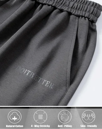 Vista 4 de HHZ Pantalones holgados de algodón para hombre, holgados, para yoga, gimnasio, entrenamiento, con bolsillos, parte inferior abierta, pierna ancha