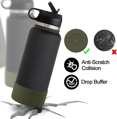 Vista 3 de WUQID Protector para Botella de Agua, Protector de Silicona con Diseño de Diamante Compatible con Vaso Stanleyy de 20-40oz y Botella Hydroo Flask