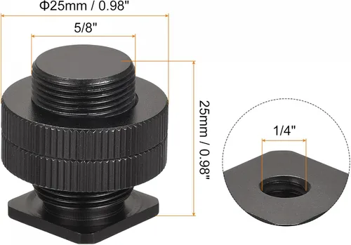 Vista 2 de uxcell Adaptador de soporte de micrófono, hembra de 1/4 pulgadas a 5/8 pulgadas macho 0.98 pulgadas, adaptador de tornillo de conversión