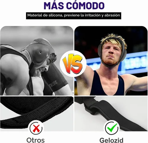 Vista 4 de Gelozid Casco ajustable de lucha libre para BJJ, MMA Grappling y entrenamiento, protector de oídos y casco de protección de coliflor
