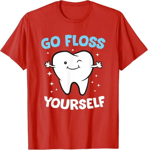 Vista 91 de Camiseta higienista dental, asistente dental, Go Floss Yourself dentista, Negro, S
