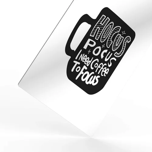 Vista 3 de HB Art Design Hocus Pocus I Need Coffee to Focus Black and White Mug Metal Print Wall Art Coffee Bar Decor Coffee Signs Kitchen Wall Decor Dining