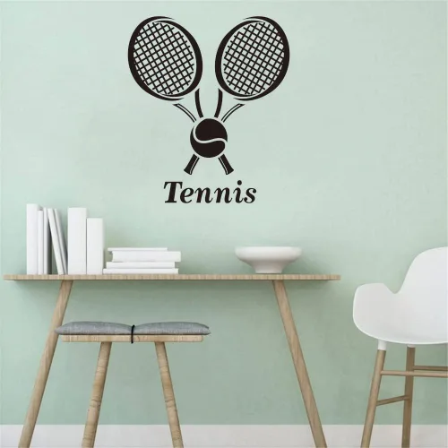 Vista 3 de Adhesivo de pared para jugador de tenis, diseño moderno de silueta deportiva para adolescentes, atletas o fanáticos, decoración única de PVC