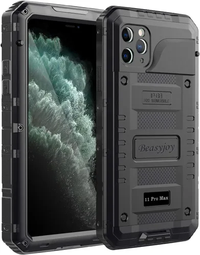 Vista 27 de Beasyjoy Funda impermeable de metal para iPhone 11, resistente, a prueba de golpes, a prueba de polvo, protección resistente, pantalla incorporada