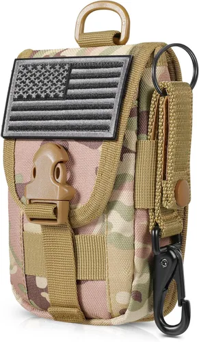 Vista 12 de SOWHUP Bolsa Táctica Molle Pequeña con Funda para Celular, Organizador de Gadgets EDC para Cintura