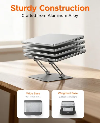 Vista 2 de Soporte ajustable para portátil, soporte ergonómico de aluminio Gris