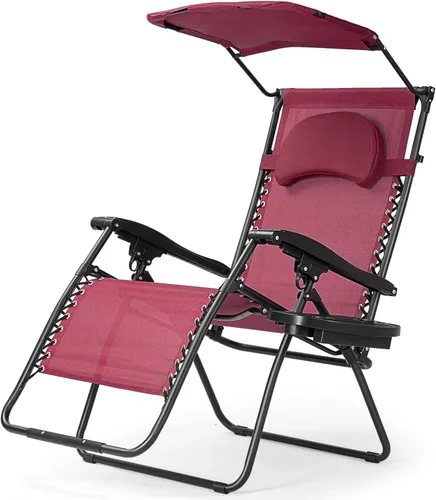 Vista 10 de HAPPYGRILL Zero Gravity - Sillón reclinable plegable para patio al aire libre, playa, patio, piscina, gris