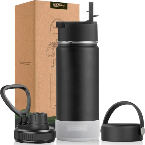 Vista 65 de koodee Botella de agua para niños, botella de agua de acero inoxidable de 12 onzas con aislamiento al vacío para la escuela, botella de agua de boca