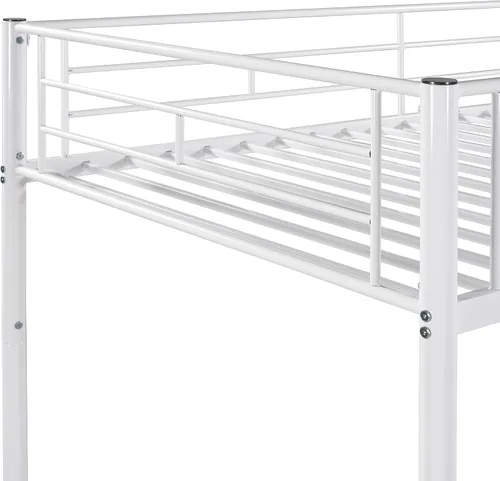 Vista 5 de Harper & Bright Designs Litera de metal individual sobre individual con escalera extraíble, marco de cama resistente con rieles de protección