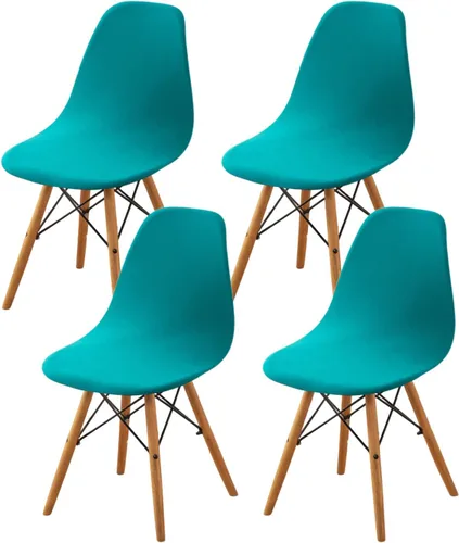 Vista 27 de HAOYONG Fundas para silla de comedor modernas de mediados de siglo, funda estampada para silla sin brazos, fundas elásticas para cocina, oficina