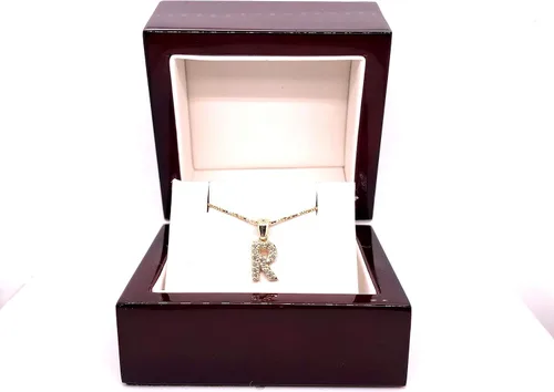 Vista 15 de Collar colgante con letra inicial de diamantes en oro amarillo de 14k (1/10 quilates) 18 pulgadas