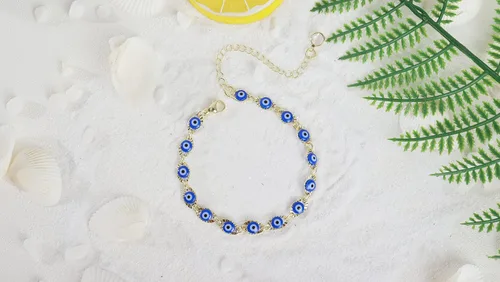 Vista 6 de Pulsera de oro para mujeres y niñas, pulsera de cuentas ajustable para adolescentes y niñas