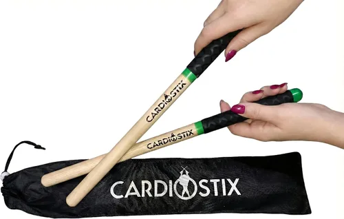 Vista 5 de CardioStix Baquetas cardiovasculares de madera de nogal americano de alta calidad de 8 onzas (1 par que elijas) Para batería, fitness, clase Negro