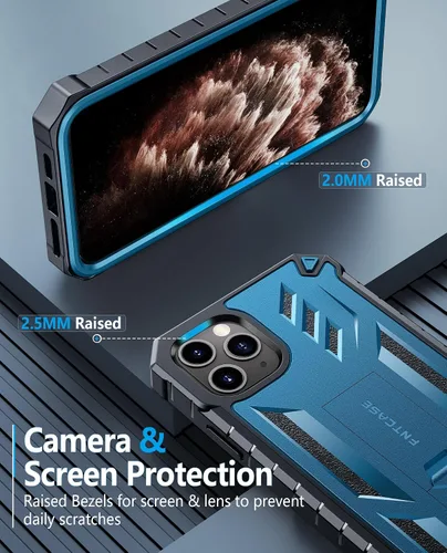 Vista 8 de FNTCASE Funda para iPhone 11 Pro-Max: Fundas protectoras resistentes a prueba de golpes con soporte - Resistente doble capa de grado militar a