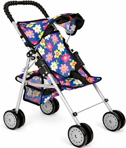Vista 11 de fash n kolor® - Cochecito de muñeca bebé de lujo con ruedas grandes - Diseño de flores con cesta en la parte inferior - Cochecito de muñeca bebé