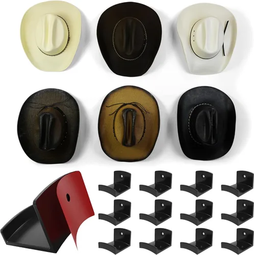 Vista 15 de Modern JP - Ganchos adhesivos para colgar sombreros en la pared (6 unidades) - Perchero para sombreros de vaquero, organizador para sombreros de ala