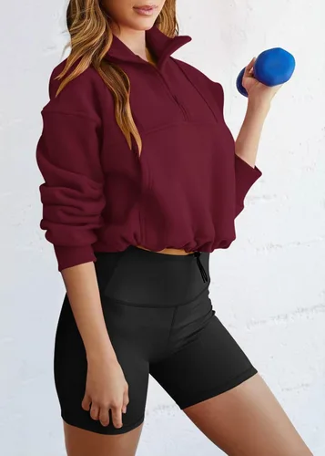 Vista 3 de KIRUNDO Sudadera recortada de moda de otoño para mujer, con media cremallera, sudadera Y2K con cordón