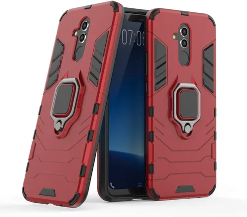 Vista 7 de Compatible con Huawei Mate 20 Lite, funda de metal con anillo de agarre a prueba de golpes (funciona con soporte magnético para automóvil), funda