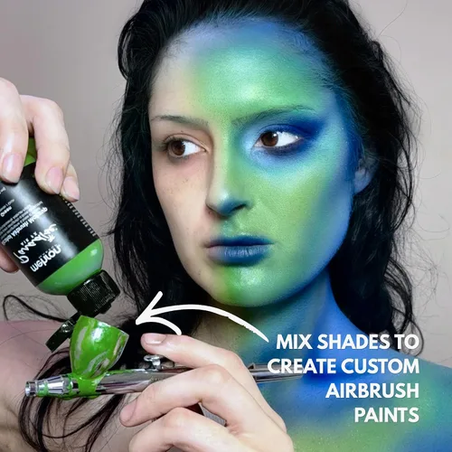 Vista 2 de Mehron Makeup Paradise Air FX - Pintura para aerógrafo a base de alcohol