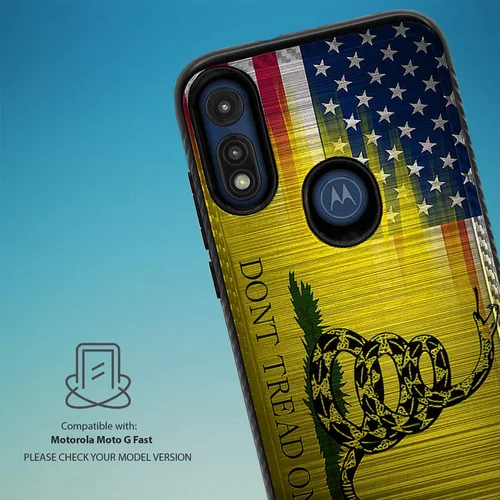 Vista 2 de CasesOnDeck Funda híbrida compatible con Motorola Moto E (2020) / Moto E [Armadura cepillada] Funda protectora delgada contra golpes