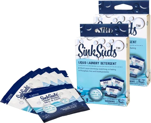 Vista 5 de SinkSuds Detergente para ropa de viaje, jabón líquido compatible con la TSA, seguro para todas las telas, 3 paquetes