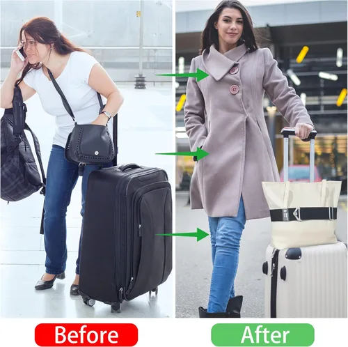 Vista 2 de Correas de equipaje 2 en 1, cinturón de viaje para equipaje sobre el asa para bolsa de transporte, correas elásticas ajustables para maletas, añadir