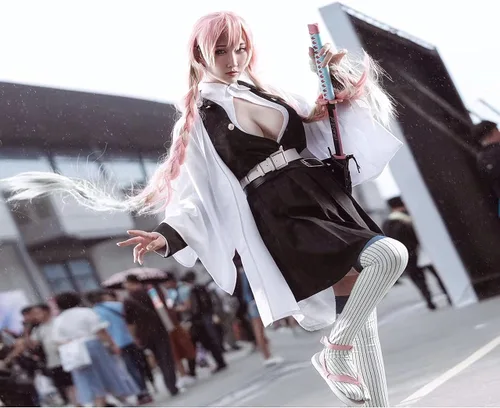 Vista 6 de Rarashik Disfraz de anime para cosplay de TKanroji Mitsuri disfraz de cosplay de anime para Halloween