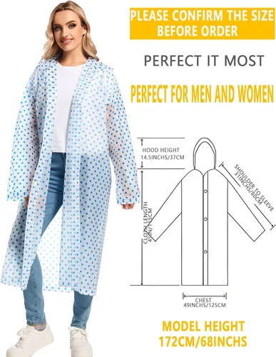 Vista 137 de 2 abrigos de lluvia de Borogo para adultos, chaquetas de lluvia reutilizables para hombres y mujeres