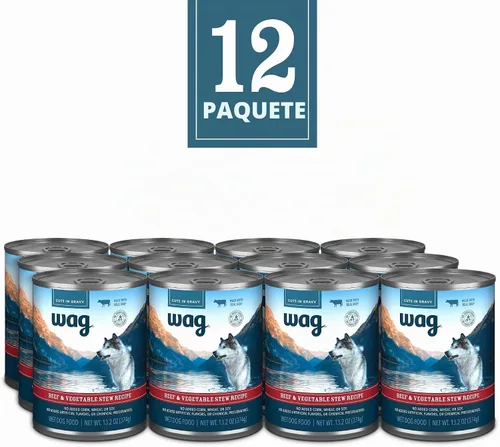 Vista 2 de Marca de Amazon - Wag Stew - Comida para perros enlatada, receta de carne de res y vegetales, lata de 13.2 onzas (paquete de 12)