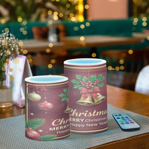 Vista 6 de Kcldeci Velas sin llama, copos de nieve de Navidad, bolas de Navidad, funcionan con pilas, velas LED sin llama, juego de 2