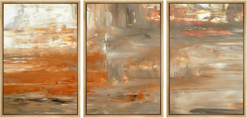 Vista 53 de wall26 Lienzo enmarcado para pared, juego de arte con trazos de pintura roja y naranja vibrante, paisaje, formas abstractas, ilustraciones, arte