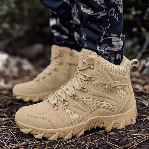 Vista 6 de Botas de senderismo ligeras LD para hombre, botas de caza, botas de trabajo, botas tácticas militares, botas de combate
