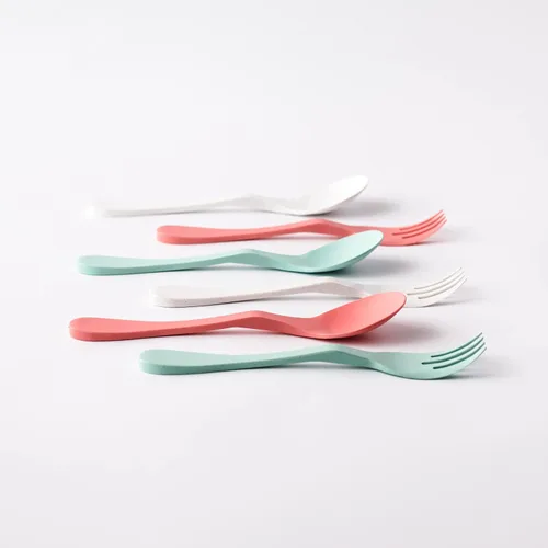 Vista 7 de Knork Eco Togo Ware - Paquete de 6 utensilios reutilizables de bambú a base de plantas, multicolor